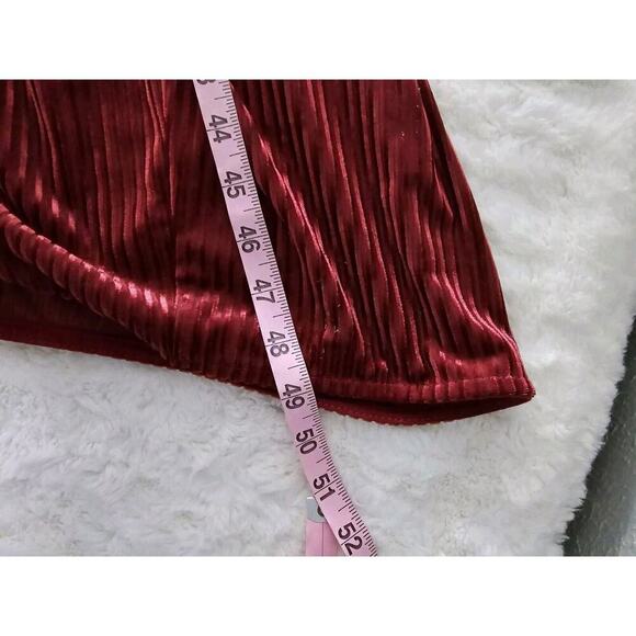 MSCH Copenhagen Vivi Vivo Rib V Neck Wrap Stretch Dress Velvet Cranberry‎ Red L - Picture 10 of 12